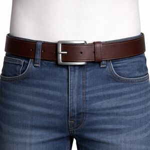 KING SIZE Men’s Brown Leather Belt Size 52/54 | Silver Tone Buckle
